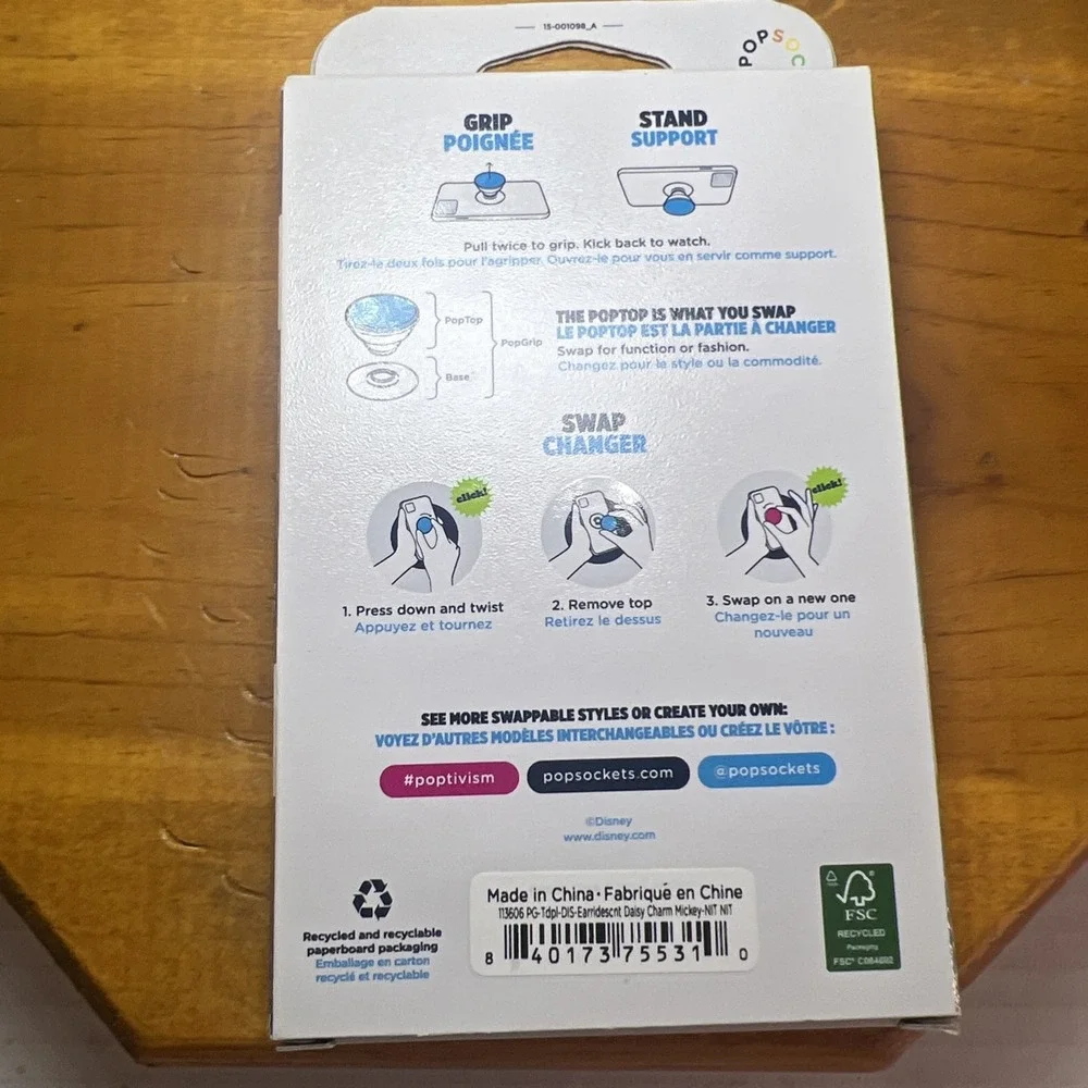 PopSockets PopGrip‎ Cell Phone Grip & Stand - Earidescent Daisy Charm Mickey